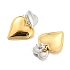 304 Stainless Steel Double Heart Dangle Stud Earrings for Women EJEW-D076-01C-GP-2