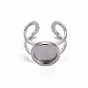 Non-Tarnish 201 Stainless Steel Cuff Pad Ring Settings X-STAS-S080-040A-P-2