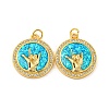 Brass Micro Pave Cubic Zirconia with Synthetic Opal Pendants KK-D096-05A-03-1