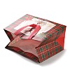 Christmas Theme Tartan Non-woven Fabric Gift Tote Bags with Handle ABAG-G017-01C-4