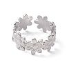 Non-Tarnish 304 Stainless Steel Ring Flower Wrap Open Cuff Ring for Women RJEW-C045-17P-2