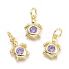 Brass Micro Pave Cubic Zirconia Pendants KK-P187-12D-G-1