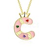 Fashion Tin Alloy Enamel Initial Pendant Necklaces NJEW-BB20985-C-1