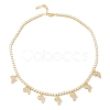Brass Micro Pave Clear Cubic Zirconia Choker Necklaces NJEW-H308-05G-1