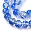 Two-Tone Crackle Baking Paint Transparent Glass Beads Strands CCG-T004-8mm-04-2