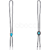 2Pcs 2 Styles Alloy & Synthetic Turquoise Oval Triangle Pendant Boho Tie Lariat Necklaces NJEW-GF0001-18-7