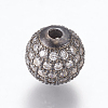 Brass Micro Pave Cubic Zirconia Beads ZIRC-E134-10mm-04B-1