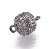 Brass Micro Pave Cubic Zirconia Magnetic Clasps with Loops ZIRC-G097-01-2