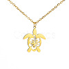 Ocean 304 Stainless Steel Hollow Floral Turtle Pendant Necklaces for Women WG89907-02-2