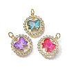 Brass Micro Pave Cubic Zirconia Pendants KK-Q043-07G-1