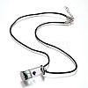 Glass Wishing Bottle Leather Cord Pendant Necklaces NJEW-Z009-A-4
