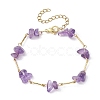 Natural & Synthetic Mixed Gemstone Chips Beaded Link Chain Bracelet BJEW-JB09972-3