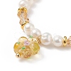4Pcs 4 Color Lampwork Flower Charm Bracelets Set BJEW-TA00177-3