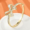 Brass Micro Pave Clear Cubic Zirconia Hinged Bangles for Women BJEW-K274-04G-1