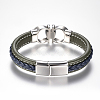 Men's Braided Leather Cord Bracelets BJEW-H559-15-4