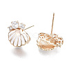 Brass Micro Pave Clear Cubic Zirconia Stud Earring Findings KK-S356-358-NF-2