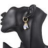 Brass Flower with Leaf Hoop Earrings EJEW-JE06745-2