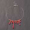 Glass Beaded Tassel Charms Chocker Necklace NJEW-TA00030-4