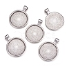 Flat Round Alloy Pendant Cabochon Settings PALLOY-A15654-AS-3