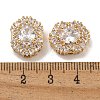 Oval Brass Micro Pave Cubic Zirconia Beads KK-U037-04G-02-3
