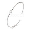 Rack Plating Brass Micro Pave Clear Cubic Zirconia Letter Open Cuff Bangles BJEW-A018-01P-V-1