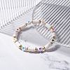 Heart Pattern Heishi Beads Stretch Bracelet for Women BJEW-JB07216-2