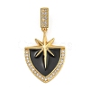 Rack Plating Brass Micro Pave Clear Cubic Zirconia North Star European Dangle Charms KK-U035-17G-02-1