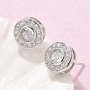 Brass Micro Pave Clear Cubic Zirconia Stud Earrings EJEW-Q015-10P-1