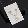 304 Stainless Steel with Natural Shell Pendant Necklaces & Stud Earrings Sets FS-WG5FD70-04-1