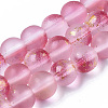 Frosted Spray Painted Glass Beads Strands X-GLAA-N035-03C-C04-1