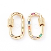 Brass Micro Pave Cubic Zirconia Screw Carabiner Lock Charms ZIRC-L093-58B-G-2
