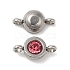 304 Stainless Steel Single Rhinestone Connector Charms STAS-E194-13P-M-3