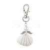 4Pcs 4 Styles Angel Alloy & Wire Wrapped Natural Shell Pendant Decorations HJEW-JM02017-3