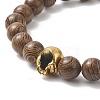 Natural Wenge Wood & Alloy Skull Beaded Stretch Bracelet for Women BJEW-JB09146-4