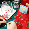 12Pcs Christmas Theme Tibetan Style Alloy & Glass Pendants Wine Glass Charms AJEW-SC0002-02-3