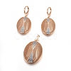 Brass Micro Pave Cubic Zirconia Jewelry Sets SJEW-F189-02KCG-1