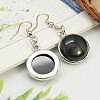 Fashion Natural Dyed & Heated Black Agate Earrings EJEW-E003-10-2