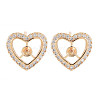 Brass Micro Pave Clear Cubic Zirconia Stud Earring Findings KK-S364-282-1