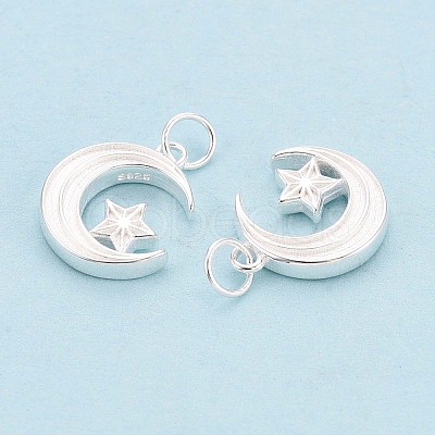 925 Sterling Silver Moon with Star Charms STER-N016-93S-1
