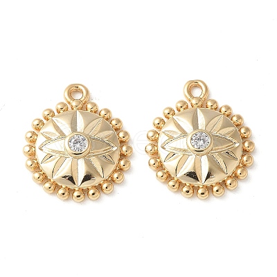 Brass Micro Pave Clear Cubic Zirconia Pendants KK-Q031-38G-1