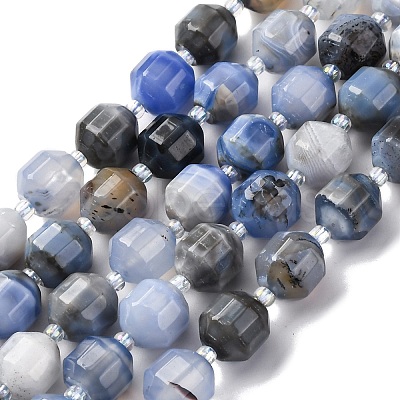 Natural Blue Agate Beads Strands G-P570-F01-01-1