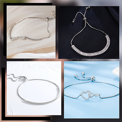 2Pcs 925 Sterling Silver Chain Link Bracelet Making MAK-BBC0001-02-1