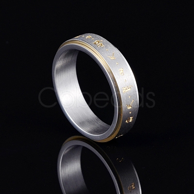 Om Mani Padme Hum 201 Stainless Steel Rotatable Finger Ring PW-WG12553-04-1