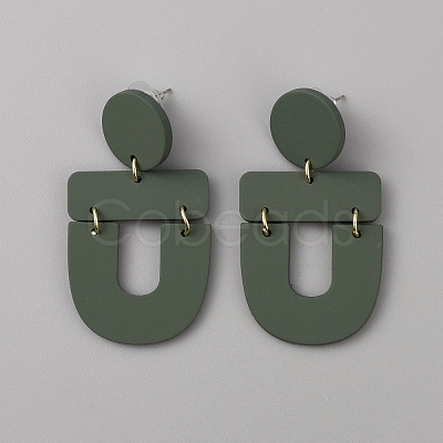 Acrylic Geometric Dangle Stud Earrings for Women EJEW-WH0013-65D-1