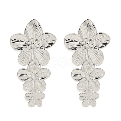 304 Stainless Steel Flower Stud Earrings for Women LS-EJEW-U020-17P-1