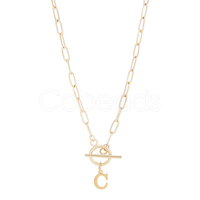 304 Stainless Steel Letter Pendant Necklaces NJEW-LP0001-52C-G-1