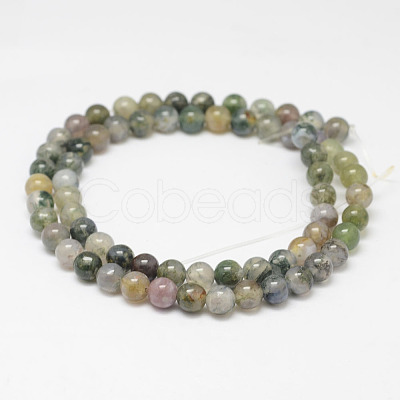 Natural Moss Agate Beads Strands G-F342-01-6mm-1