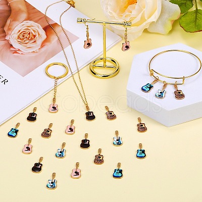 30Pcs 5 Colors Rack Plating Golden Tone Alloy Pendants ENAM-SZ0004-06-1