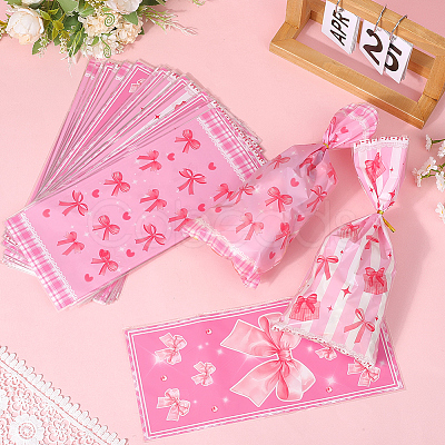 100Pcs OPP Cellophane Bowknot Printed Candy Gift Storage Bags ABAG-SP0001-54-1