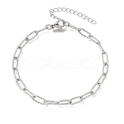 4MM 304 Stainless Steel Textured Paperclip Chain Bracelets for Man and Women SA-CBAB767-13P-1